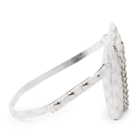 4/$100 Michael Kors White Silver Pull Chain Belt Bag NWT - Picture 4 of 7
